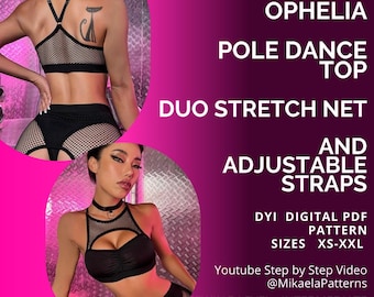 PDF Sewing Pattern Sporty Top, XS-XXL, Activewear, Pole Dance Wear, A4, us letter, A0