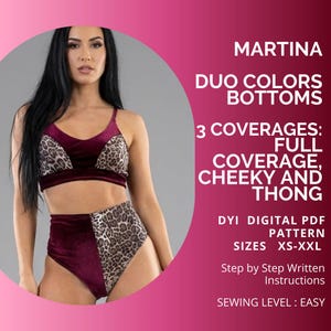 Modello di cucito PDF Martina Duo Colors Pantaloni a vita alta, xs-xxl, A4/Us Letter/A0