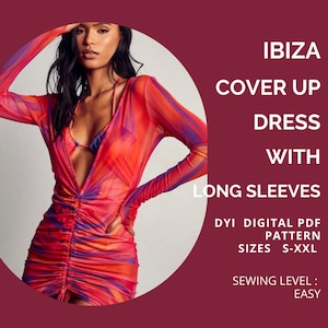 PDF Swimwear Pattern, Ibiza Cover Up Dress, Cover up Dress Pattern, Bikini Cover up, Swimwear Cover up,Sewing Pattern S- XXL, US Letter & A4