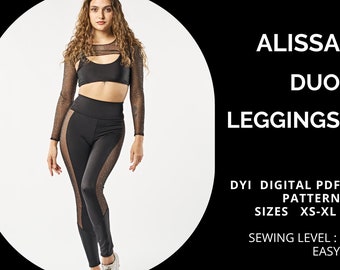 PDF-Schnittmuster für Sportleggings (Duo), Sportbekleidung, Größen XS-XL, A4