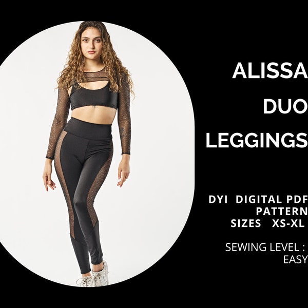 Patron PDF Duo Leggings, Leggings, Patron Pdf, Patron Sport Leggings, Pdf Patron Leggings, Patron de Couture XS - XL, Patron Leggings