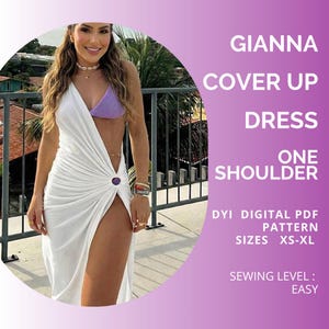 PDF Sewing Pattern One Shoulder Beach Cover Up Dress, XS-XL, A4/us Letter