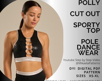 PDF Sewing Pattern, Cut Out Sports Top, Pole Dance, XS-XL, Activewear, A4/us Letter