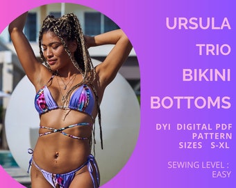 PDF Sewing Pattern Trio Colors Bottoms, Bikini, Swimwear, S-XL, A4 Paper