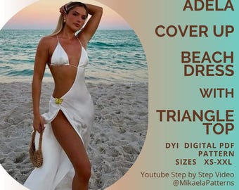 PDF Sewing Pattern Cover Up Dress with Triangle Top ( XS-XXL), A4, us letter