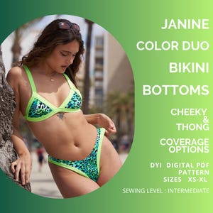 PDF JANINE Bikini Bottoms Pattern V-Shaped, Bikini Sewing Pattern,Color Block Bottoms Pattern, Size Xs - XL, Bikini Pattern, Us Letter or A4