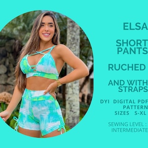 PDF Short Pants Ruched with side Straps  Pattern, Shorts, Pdf Pattern, Pattern Sport Shorts, Sewing Pattern XS - XL, Pattern Short Pants Pdf