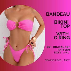 Padrão PDF Xtina Bikini Top Bandeau com O-Ring, Padrão de Costura de Biquíni, Padrão de Top Bandeau, xs - XL, Padrão de Top Pdf, papel A4 ou Carta dos EUA