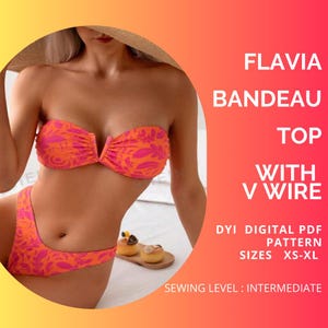 Patrón de bikini en PDF FLAVIA Bandeau Top con aro en V, Patrón de costura de bikini, Bandeau Top, Patrón de traje de baño s - xl, Papel A4 o Carta de EE. UU.