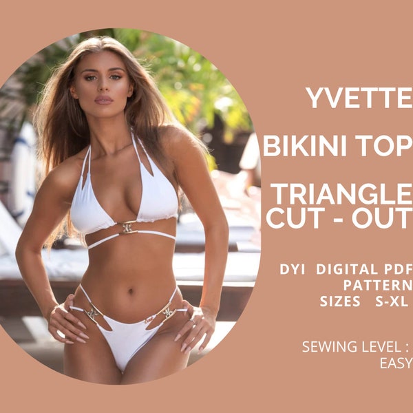 PDF Bikini Schnittmuster , Bikini Top Triangle Cut - Out , Pdf Schnittmuster, Schnittmuster S - XL, Bikini Oberteil, Cut - Out Top, Bademode Schnittmuster, Neues Top