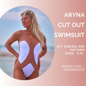 PDF Bodysuit Pattern, ARYNA Cut-Out Swimsuit with Mesh, Pdf Swimsuit Pattern, Sewing Pattern S - XL,Swimwear Pattern, One Piece Swimsuit Pdf