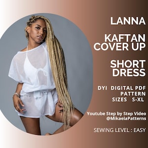 PDF Beach Cover up KAFTAN, LANNA Beach Cover up Kaftan Pattern, Size s-xl - Sewing pattern, Swimwear, Beach wear, Bikini Cover Up Pattern