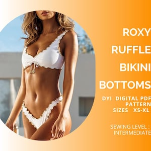 PDF Schnittmuster Böden Salat Saum gerüscht Frech, Bademode, XS- XL, US Letter/A4