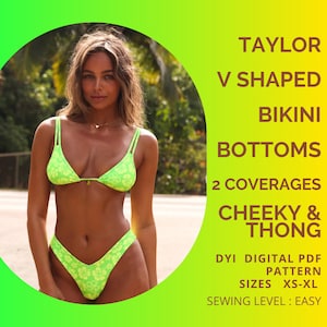 PDF BIKINI Pattern TAYLOR V-shaped Bottoms, Bikini Sewing Pattern, Swimsuit Pattern xs - xl, Bikini Bottom Pattern, A4 Paper or us letter