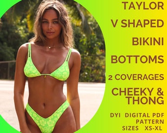 PDF BIKINI Pattern TAYLOR V-shaped Bottoms, Bikini Sewing Pattern, Swimsuit Pattern xs - xl, Bikini Bottom Pattern, A4 Paper or us letter