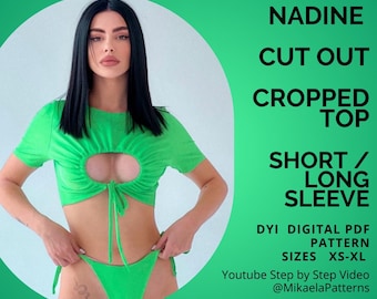 PDF Schnittmuster Nadine Cut Out Crop Top XS-XL, A4, us letter