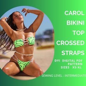 Patrón de top de bikini en PDF, top bandeau CAROL, patrón en PDF, top bandeau, patrón de costura tallas XS-XL, top de bikini, patrón de traje de baño, tamaño A4/carta estadounidense