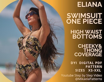 PDF Sewing Pattern Cut-Out Swimsuit One Piece, XS-XXL, Swimwear, Trikini, A4/us Letter/A0