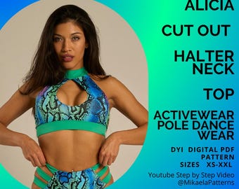 PDF Sewing Pattern Cut Out Halter Top, Activewear, XS-XXL, A4/us Letter/A0