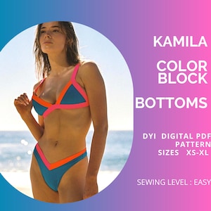 PDF KAMILA Bikini Bottoms Pattern V-Shape Bottoms, Bikini Sewing Pattern, Color Block Bottom Pattern, Size Xs - XL, Us Letter or A4 Paper