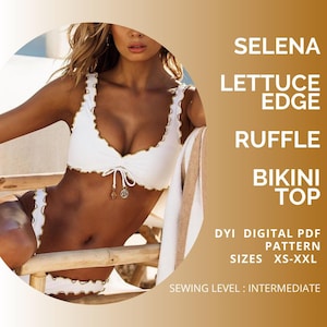 PDF Schnittmuster Sportliches Top Salat Saum gerüscht, Bademode, XS-XXL, US Letter/A4/A0