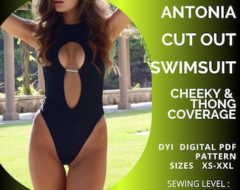 PDF Sewing Pattern Cut Out Swimsuit, One Piece Swimwear, XS-XXL, A4/Us Letter/A0