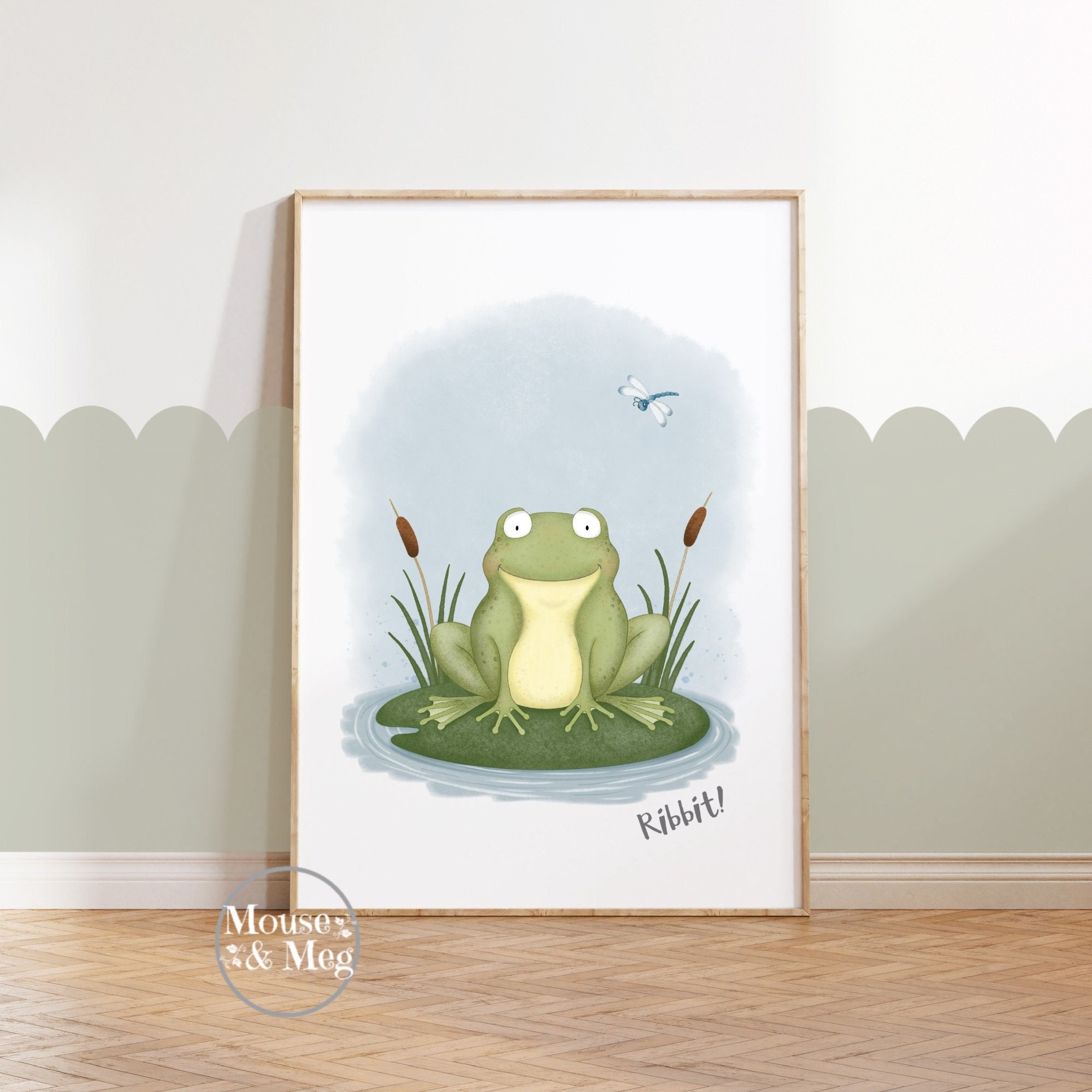 Frog on Lily Pad - Woodland Print, Wall Art, Nursery Print, Children's Prints, Playroom, Woodland Nursery, Woodland Decor, Wildlife, Country
