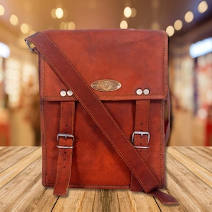 Cartable en cuir personnalisé sac bandoulière en cuir véritable sac messager sac bandoulière sac iPad pour homme cadeau de noël lui elle