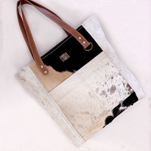 Cowhide Tote Bag | HairOn Cowhide Tote Bag Purse | Leather Cowhide Bag | Cowhide Shoulder Bag | Western Boho handbag | Western Cowhide Purse