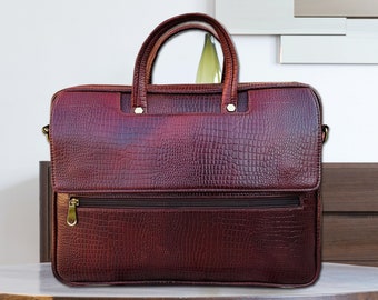 Personalized 17“ Leather Briefcase Bag Men, Leather Messenger Bag, Full Grain Leather bag, Leather  Office Bag Laptop Bag, Crossbody Bag,