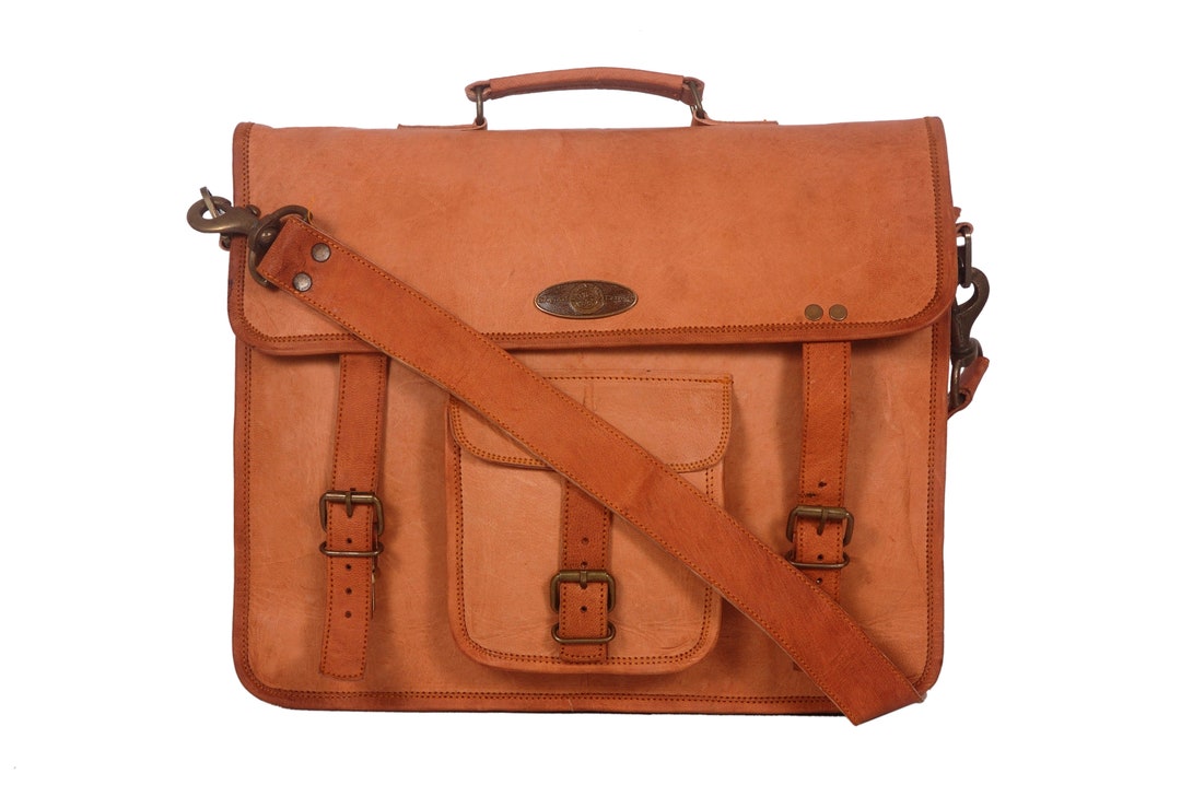 Personalised Leather Laptop Bag With Strap and Handles Etsy