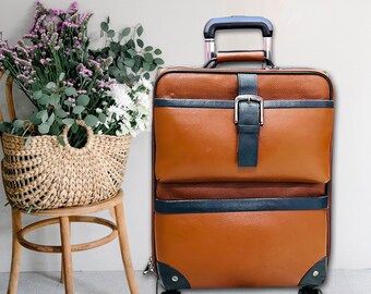 Genuine Leather Trolley Bag, Cabin Bag, Luggage with Wheels Rolling Bag suitcase Luggage, Rolling luggage Rolling backpack, carry on luggage