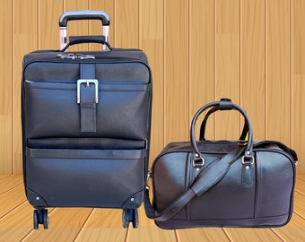 Leather Trolley Bag, rolling luggage, carry on luggage with wheels, suitcase with wheels, Leather rolling bag, luggage Set, carry on bag