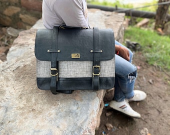 Hendcrafted Engraved Leather Laptop Messenger Bag Personalized Officer Briefcase  Shoulder Bag