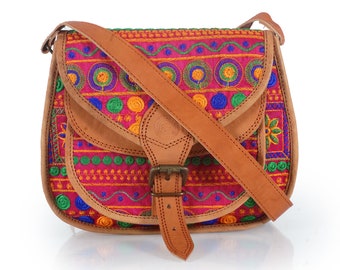 MOROCCAN LEATHER | kilim hippy bag | Handmade Leather kilim bag | hippie bag | Boho bag | bohemian bag | Embroidered Bag
