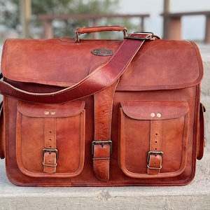 Genuine Leather messenger bag for men genuine leather side bag leather office bag leather briefcase loptop Made in india