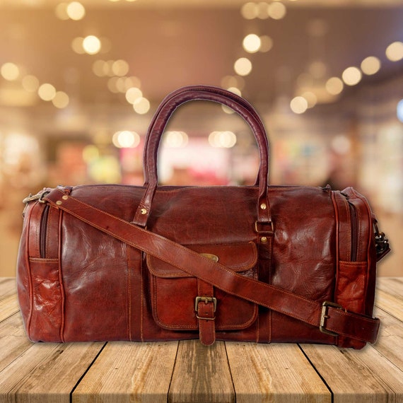 Leather Duffel Bag Handwoven Luxury Travel Bag Personalized 