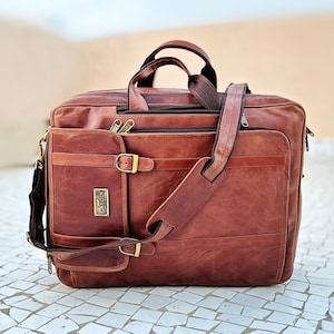 Genuine Leather Briefcase, laptop bag Convertible backpack Crossbody laptop bag Business Bag Briefcase Shoulder Mens briefcase backpack