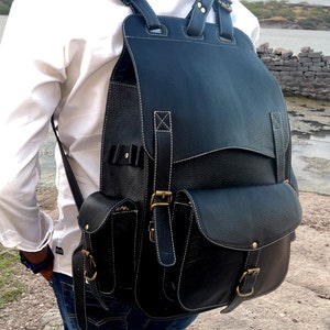 Leather Backpack Men, Leather School backpack Travel BackPack Women, Zaino Black Backpack, Laptop Backpack Bag Men Rucksack Leather Bag Men