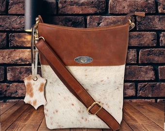 Cowhide Leather Western Shoulder Bag, Personalized