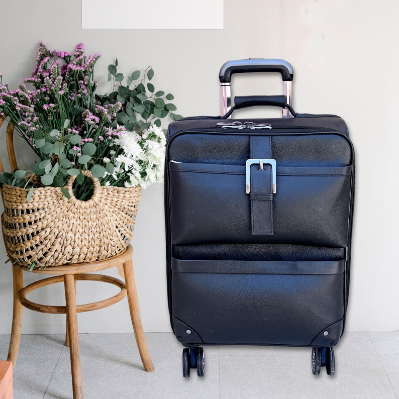 Leather Trolley Bag, Carryon Luggage With Wheels, Suitcase With Wheels