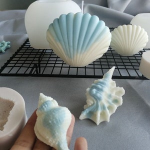 Shell Silicone Mould, Cute Candle Mold, Candle DIY, Handmade Resin Art, Seaworld Mold, moule bougie, oblong flor jabon molde flexible