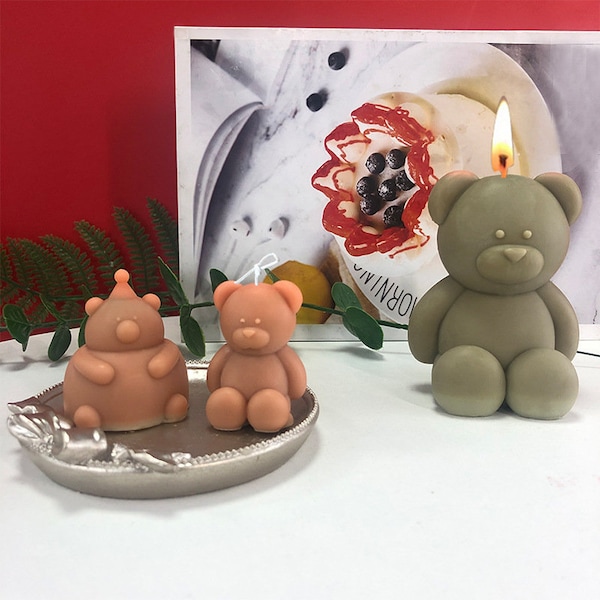 Bear Silicone Mould, Mini Grizzle Candle Mold, Candle DIY Crafts, Handmade Soap Mold, Sculpture moule bougie