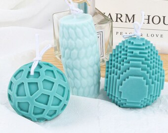 Egg Candle Silicone Mold, Rounded DIY Handmade Soap Making, Epoxy Resin Decoration, Geometric Eggs
