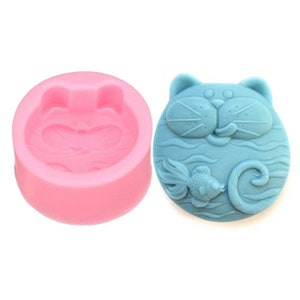 Stampo in silicone per gatti, produzione di sapone 3D, stampo per cartone animato a 1 cavità, stampo per candela in silicone, artigianato fatto a mano Gieform, Seifenform