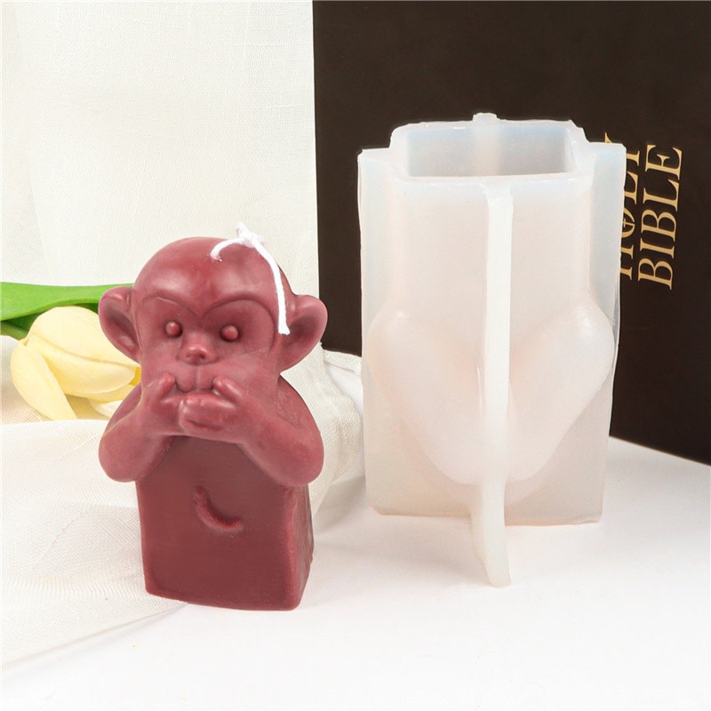 3D Mommy Holding Baby Monkey Silicone Mold - For Candles, Resin, Chocolate Crafts