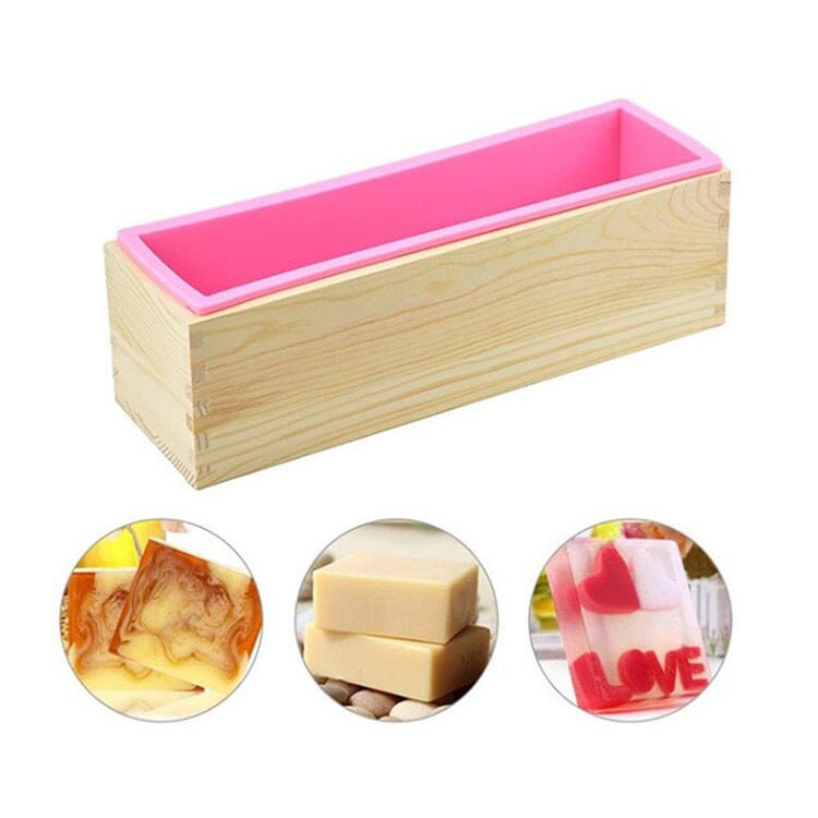 Stampo per sapone in Silicone da 1200ml scatola di legno rettangolare con coperchio torta fai da te Toast pagnotta fornure per la cottura stampo per sapone artigianale  15