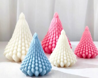 Christmas Tree Mold, Abstract Silicone Geometric Fir Tree Candle Mould, Handmade Crafts, DIY Aromatherapy Candle, Cream Tower Shape Mould