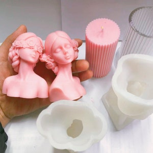 Girl Silicone Mould, Blindfolded Lady Candle Mold, Candle DIY Crafts, Handmade Resin Art Mold, Sculpture moule bougie