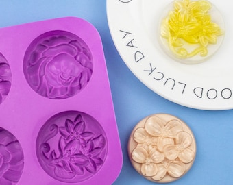 Flower Silicone Mold, Soap DIY Mould, Handmade Soap Making, 4 Cavity Mould, Silicone, Handmade Crafts, Plant Pattern, Leaves Gieform